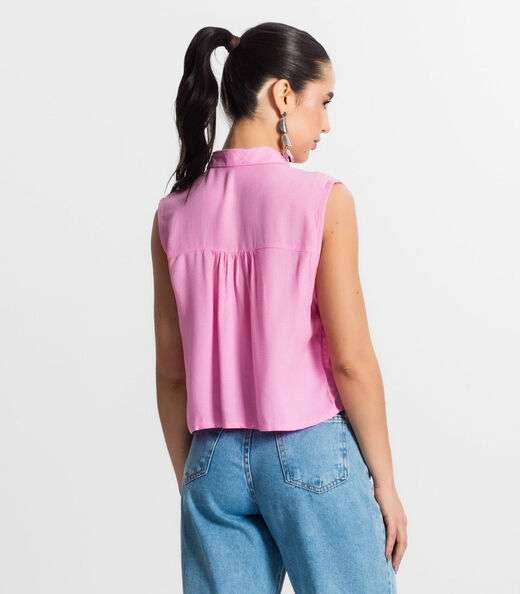 Camisa Feminina Regata Cropped Select Rosa