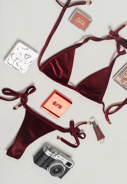 Conjunto De Biquini Lacinho Veludo Premium Vermelho Marquinha da Hari