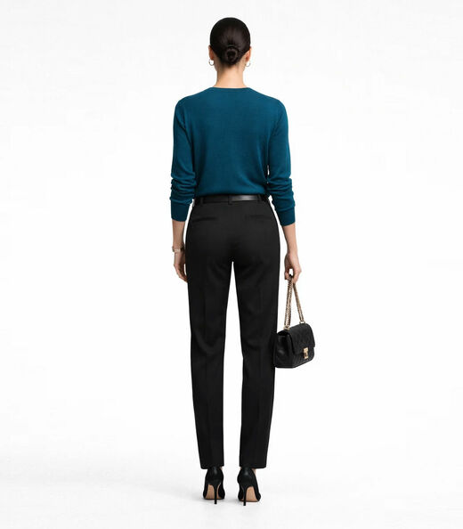Suéter Feminino Gola V em Tricot Rovitex Azul