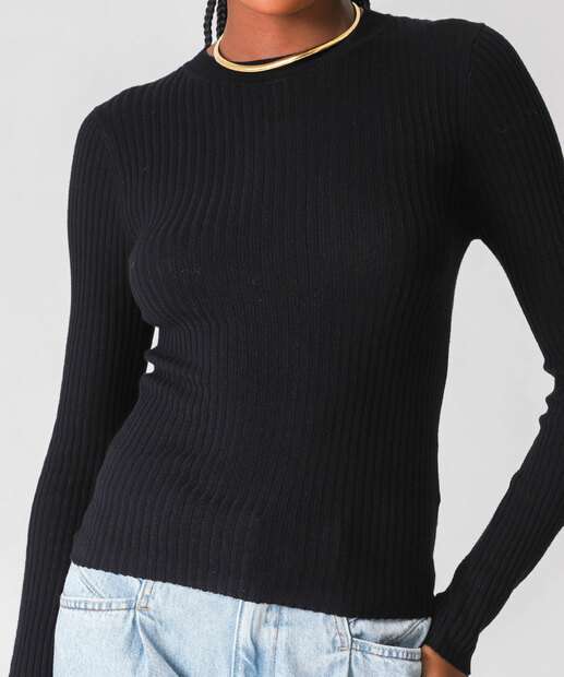 Suéter Feminino Canelado Marisa Preto