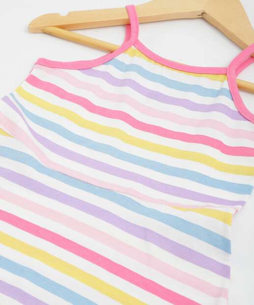 Vestido Infantil Alças Finas Listrado Marisa Tam 1 a 3