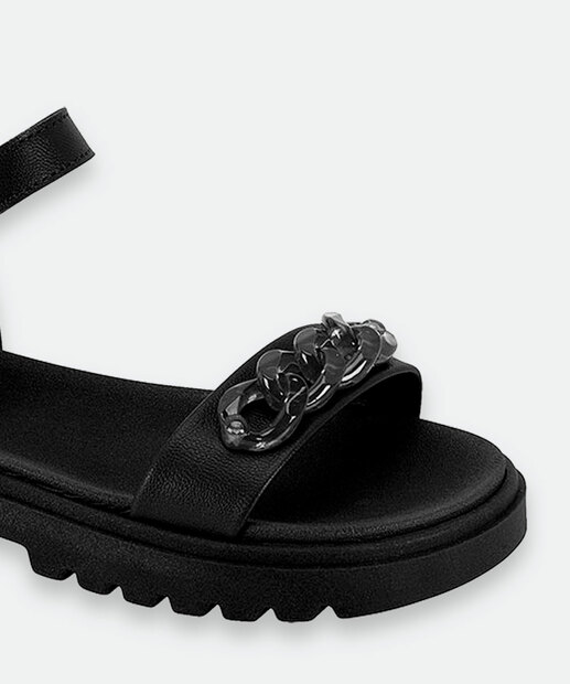 Sandália Infantil Molekinha Preta com Corrente 