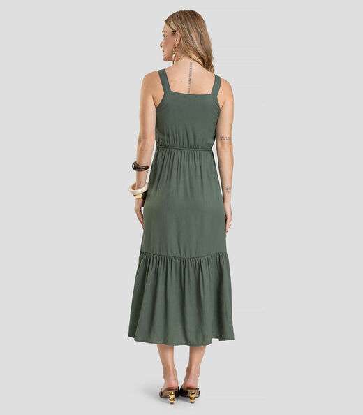 Vestido Midi em Viscose Rajada Dianna Verde