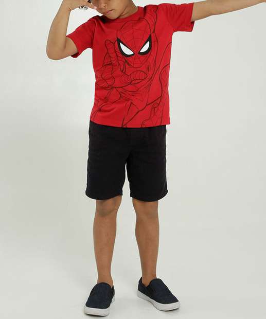 Camiseta Infantil Estampa Homem Aranha Marvel Tam 4 a 10