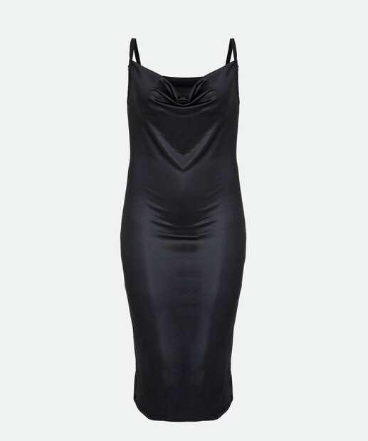 Vestido Plus Size Feminino Midi Brilho Alças Finas Marisa