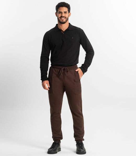Calça Masculina Em Moletinho Diametro Marrom