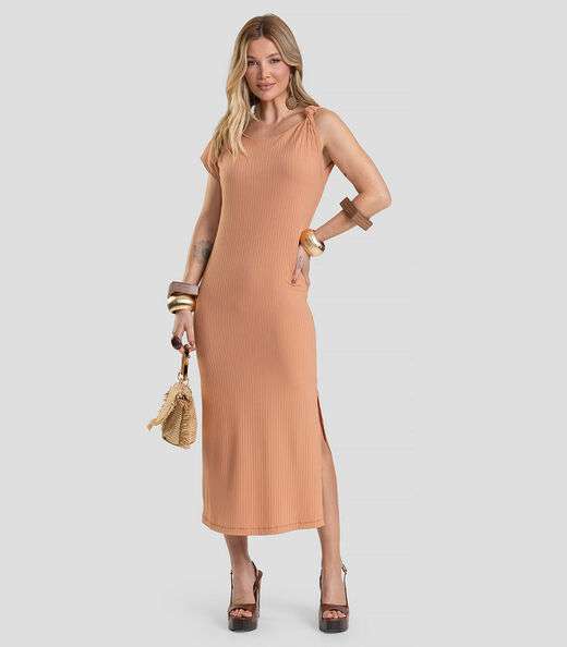 Image_Vestido Midi Canelado Dianna Marrom