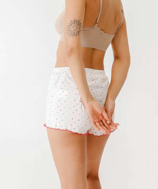 Short Pijama Feminino Avulso Poá Marisa Off White