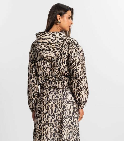 Jaqueta Feminina Em Ponto Roma Estampada Rovitex Bege