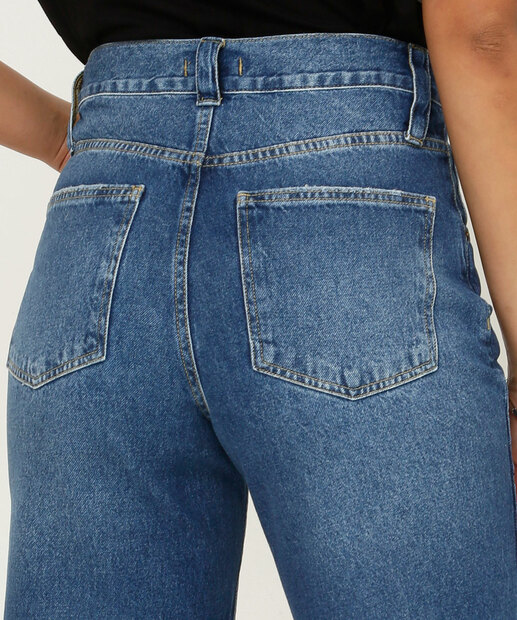 Calça Jeans Pantacourt Feminina Bolsos Marisa