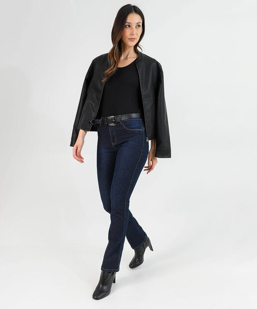 Image_Calça Jeans Reta Feminina Bolsos Biotipo Azul