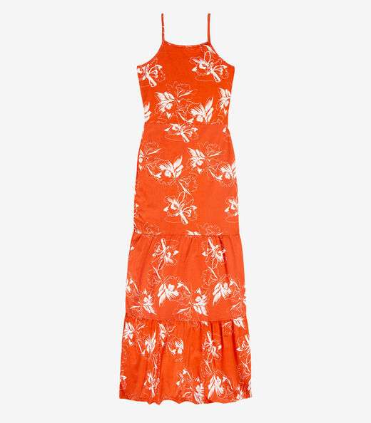 Vestido Longo Feminino Transpassado Select Laranja