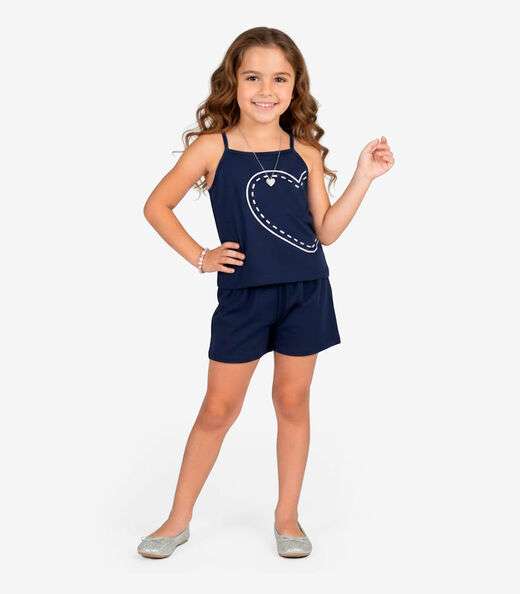 Conjunto Infantil Blusa e Shorts Menina Select Azul