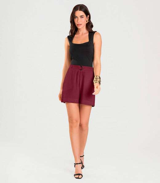 Shorts Feminino Com Cinto Dianna Vermelho