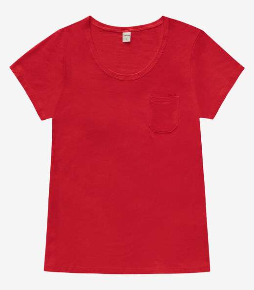 Blusa Feminina Viscotorcion Com Bolso Rovitex Vermelho