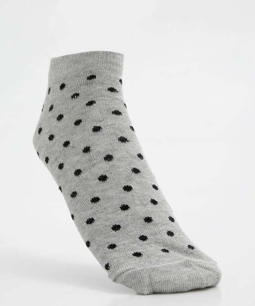 Kit 3 Pares Meias Cano Curto Feminina Estampa Poá 