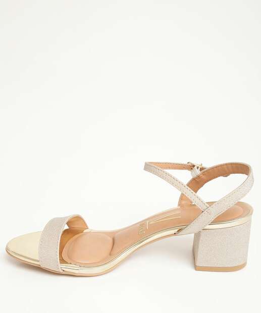 Sandália Feminina Salto Grosso Metalizada Glitter Vizzano