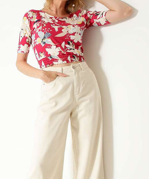 Image_Blusa Cropped Feminina Floral Lastex Marisa