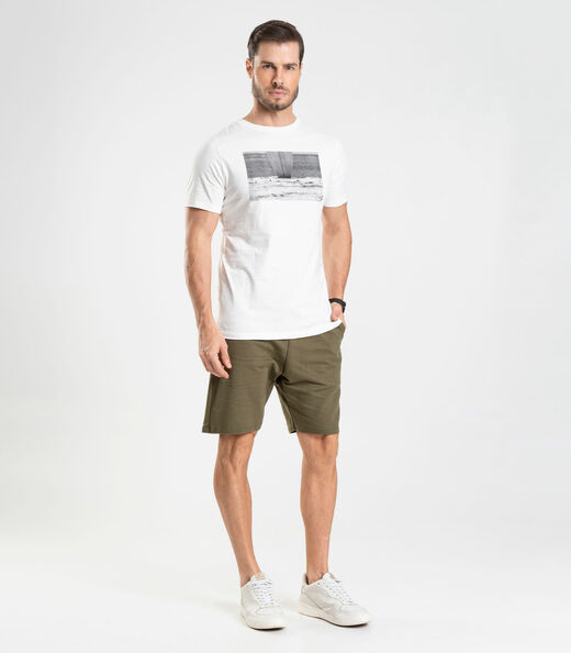 Camiseta Masculina Meia Malha Diametro Bege