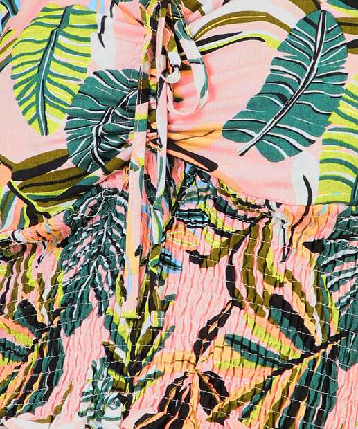 Blusa Cropped Feminina Floral Lastex Amarração