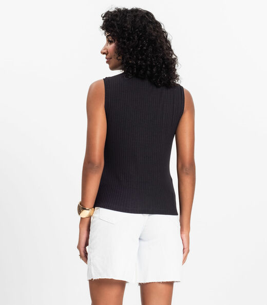 Blusa em Ribana Canelada Rovitex Preto