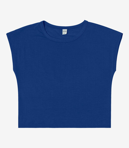 Blusa Básica Feminina Viscotorcion Rovitex Azul