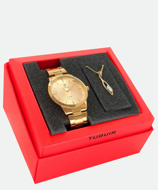 Kit Relógio Feminino Strass Tuguir TG35023
