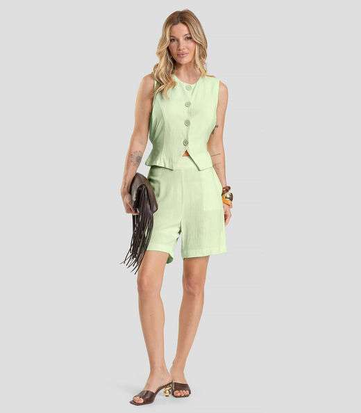 Colete Feminino em Tecido Linho Dianna Verde