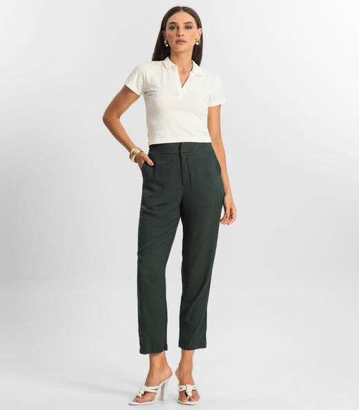 Calça Feminina em Viscose Dobby Endless Verde