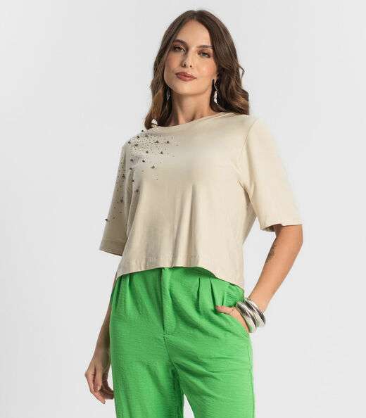 Image_Camiseta Feminina Manga Curta Endless Bege
