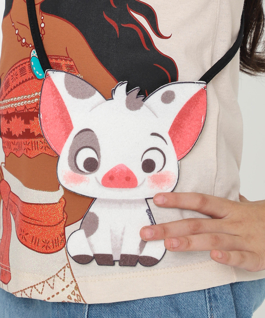 Blusa Infantil Moana Bolsinha Tam 4 a 10 Bege