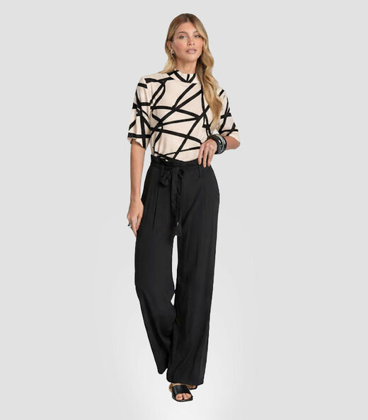 Blusa Feminina em Tecido Estampado Dianna Bege