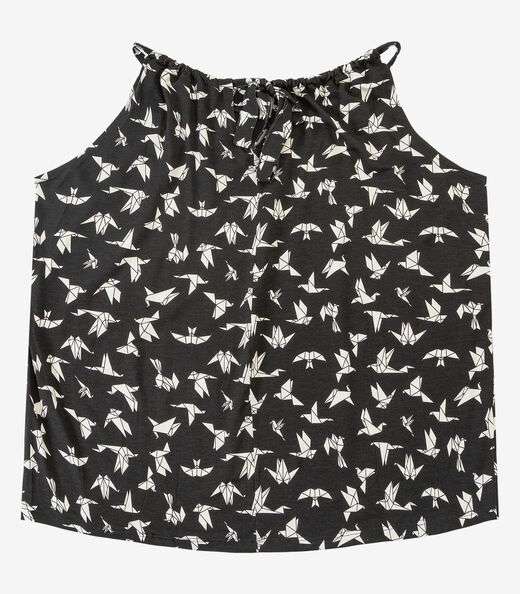 Blusa de Alça Plus Size Infinita Cor Preto