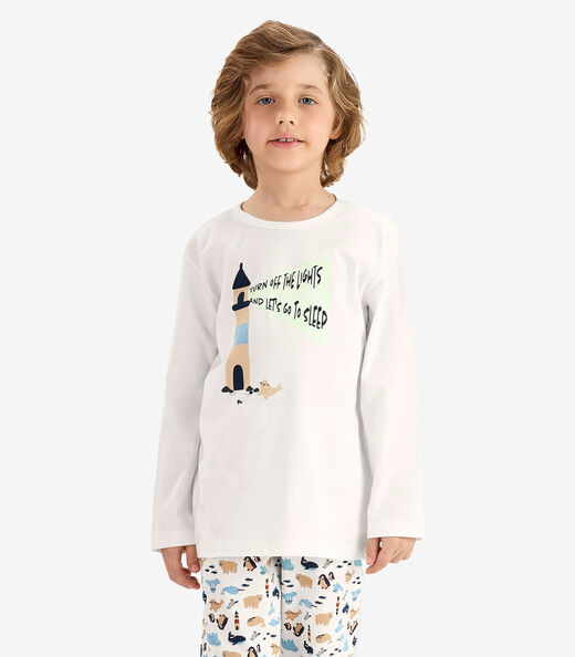 Pijama em Meia Malha Rovi Kids Bege