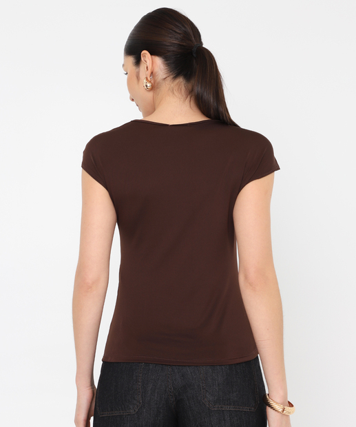 Blusa Regata Feminina Plissada Marisa Marrom