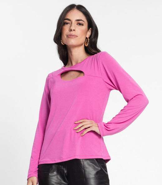 Blusa Manga Longa Feminina Rovitex Rosa