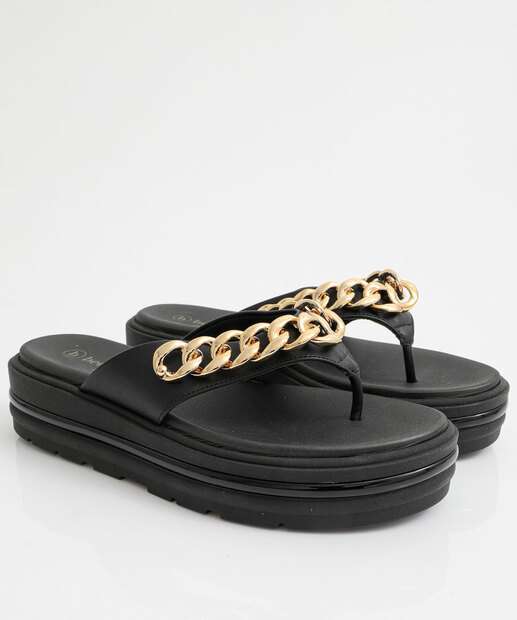 Tamanco Feminino Flatform Corrente Bebecê Preto