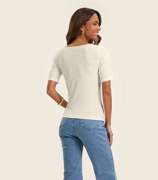 Blusa em Ribana Canelada Rovitex Bege