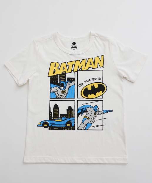 Conjunto Infantil Batman Liga Da Justiça Tam 4 a 10 Off White