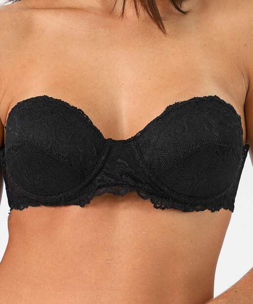 Sutiã de Renda Tomara Que Caia Com Bojo Marisa Preto