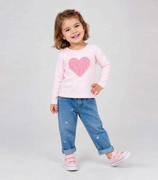 Blusa Manga Longa Feminina Infantil Select Rosa