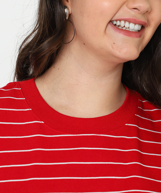 Blusa Plus Size Feminina Listrada Marisa Vermelho