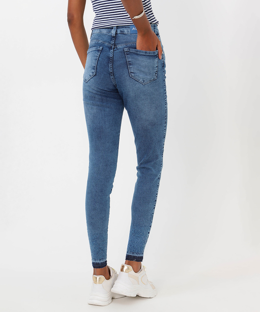 Calça Jeans Skinny Feminina Marmorizada Marisa Azul