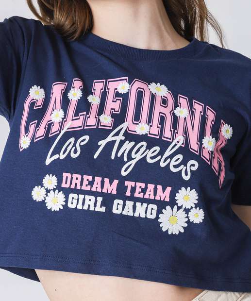 Blusa Juvenil Cropped Estampado Marisa Tam 10 a 16 Azul