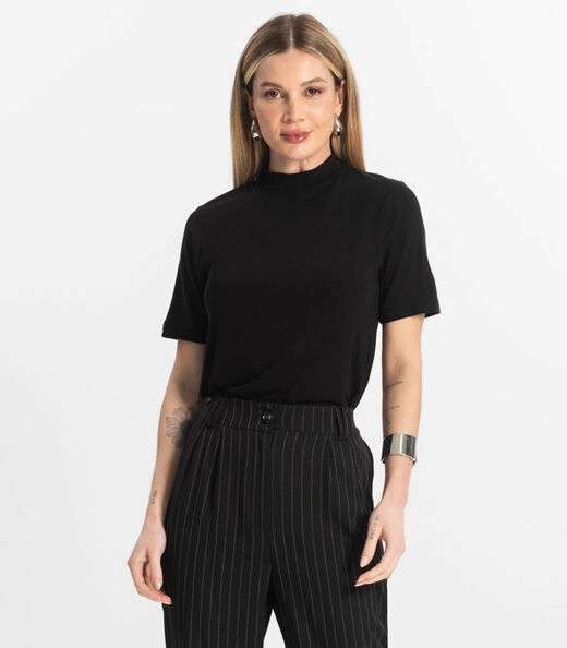 Blusa Feminina Básica em Malha Visco Rovitex Preto