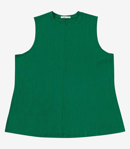 Regata Plus Size Em Ribana Canelada Secret Glam Verde