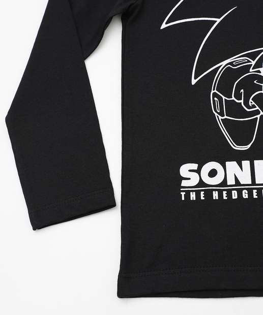 Camiseta Infantil Estampa Sonic Tam 4 a 10 Preto