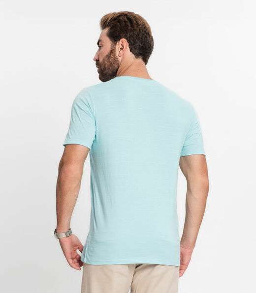 Camiseta Masculina Meia Malha Maquinetada Diametro Azul