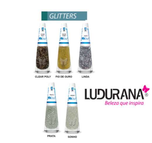Esmalte Ludurana Glitter Prata 8ml