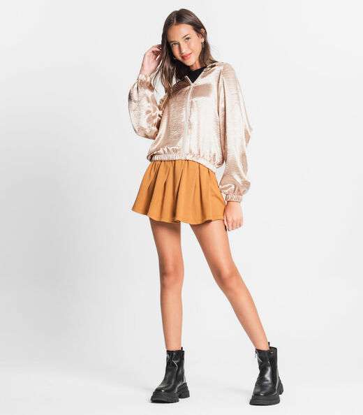 Jaqueta Juvenil Corta Vento Com Capuz Minty Amarelo